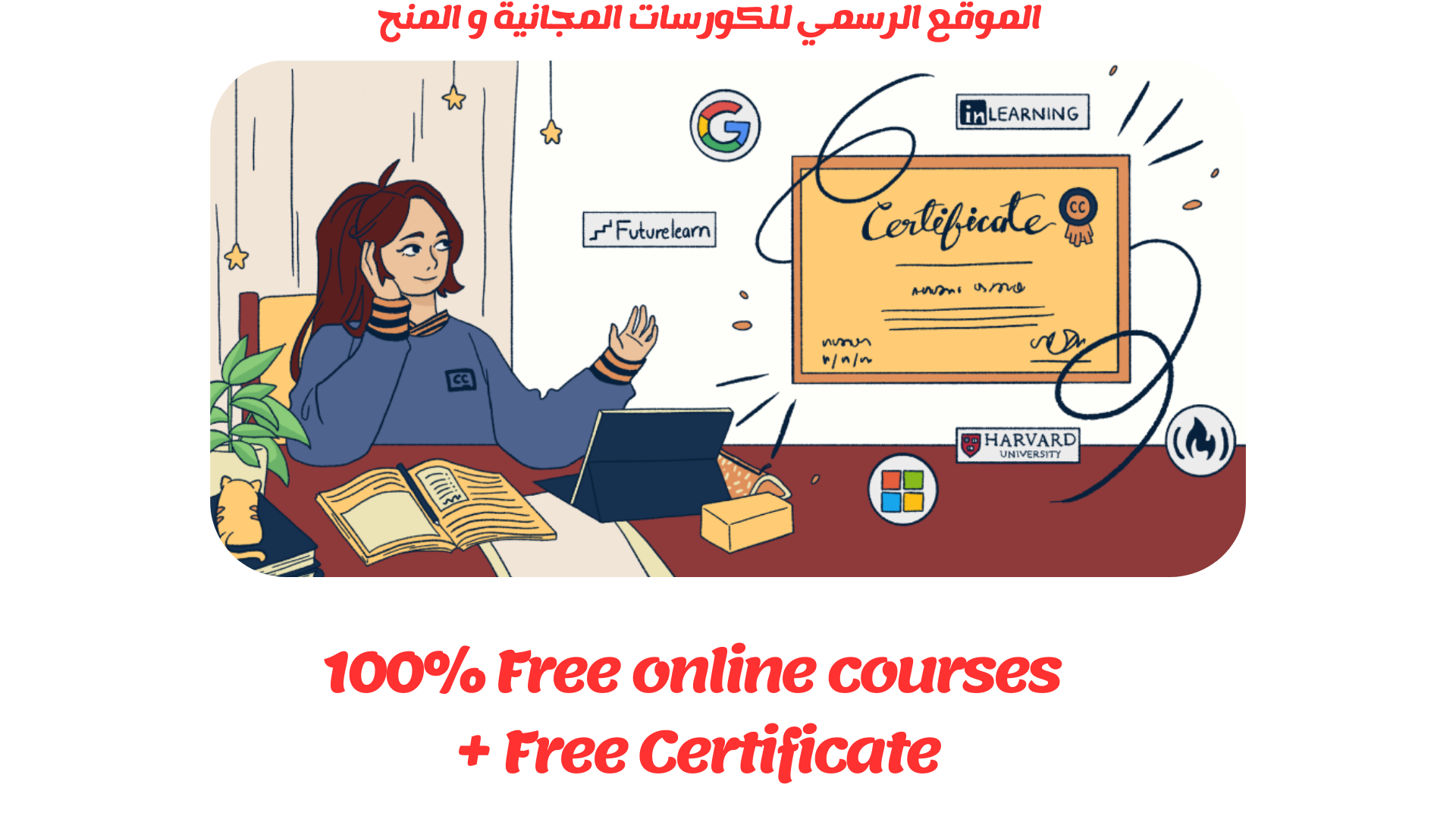 100% Free online courses + Free Certificate